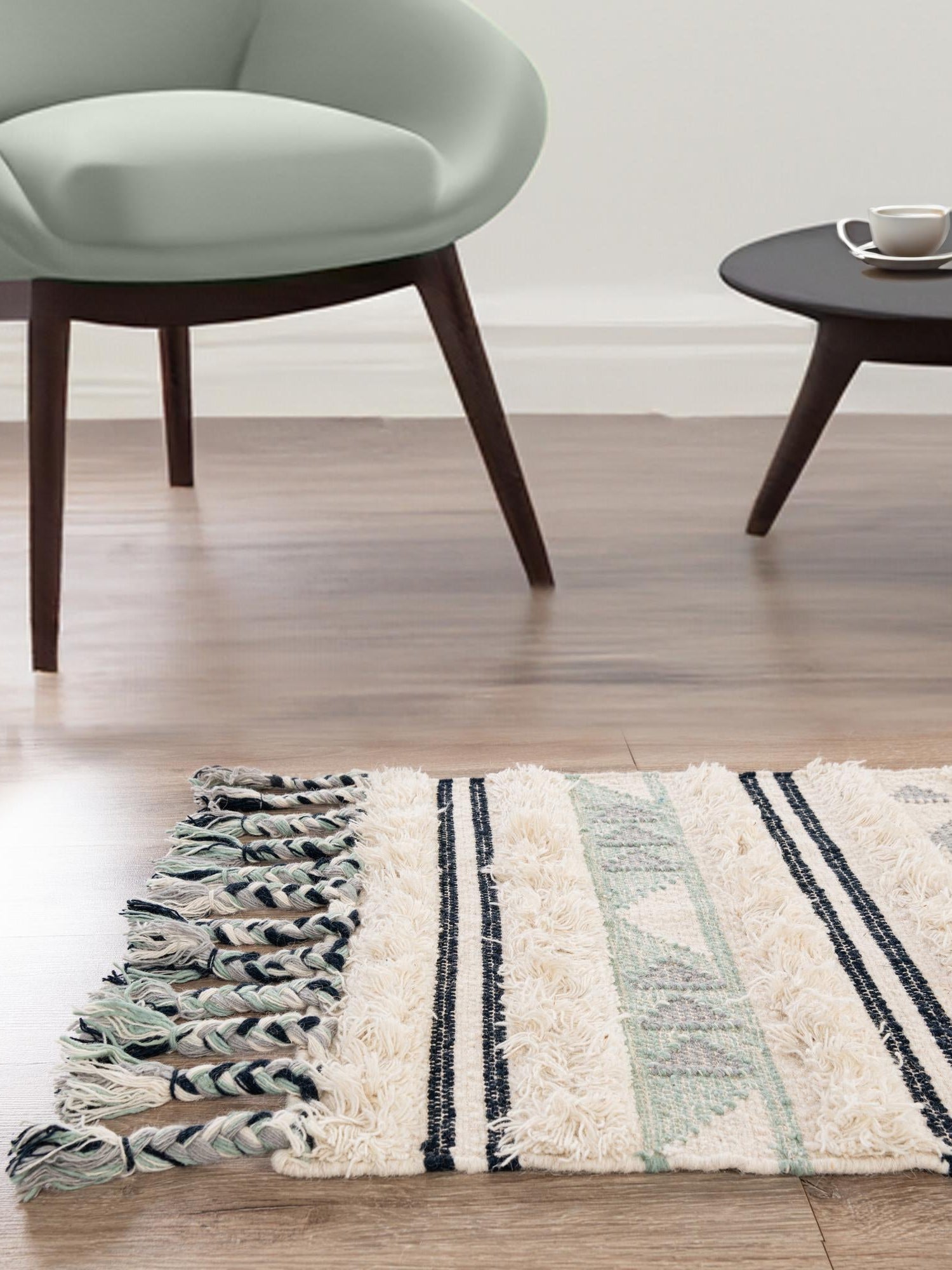 Aquamarine 2' 2 x 8' 2 Mesa Runner Area Rug 100% Wool Geometric All Natural Carpet for Living, Dining, Office, Bedrooms, Dorms, Kitchens for Sale at Rug Engine