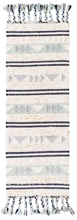 Aquamarine 2' 2 x 6' 1 Mesa Runner Area Rug 100% Wool Geometric All Natural Carpet for Living, Dining, Office, Bedrooms, Dorms, Kitchens for Sale at Rug Engine