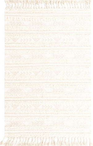 Ivory 6' 1 x 9' Mesa Rectangle Area Rug 100% Wool Geometric All Natural Carpet for Living, Dining, Office, Bedrooms, Dorms, Kitchens for Sale at Rug Engine