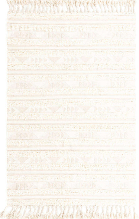 Ivory 6' 1 x 9' Mesa Rectangle Area Rug 100% Wool Geometric All Natural Carpet for Living, Dining, Office, Bedrooms, Dorms, Kitchens for Sale at Rug Engine