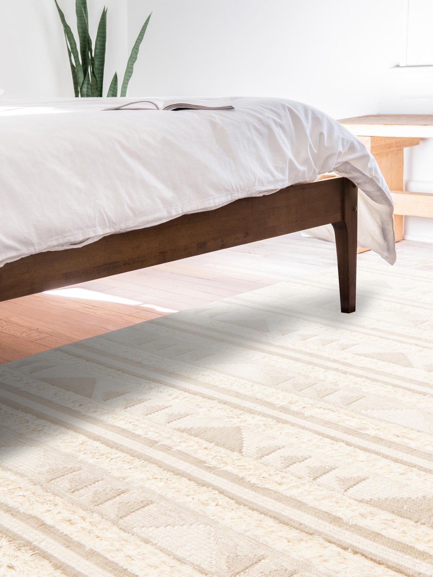 Ivory 8' x 10' Mesa Rectangle Area Rug 100% Wool Geometric All Natural Carpet for Living, Dining, Office, Bedrooms, Dorms, Kitchens for Sale at Rug Engine