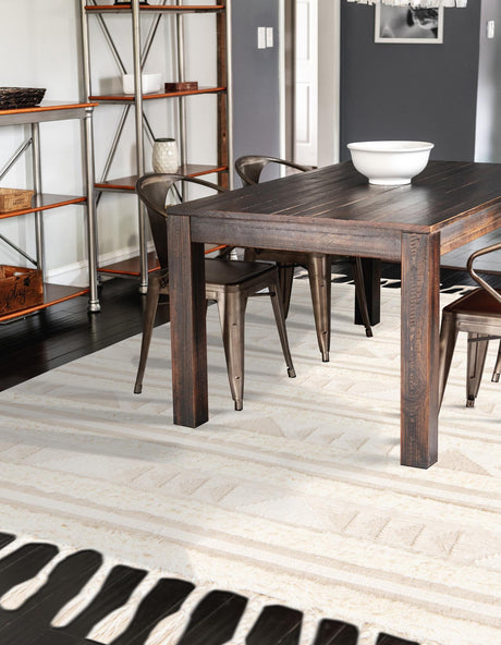 Ivory 9' x 12' Mesa Rectangle Area Rug 100% Wool Geometric All Natural Carpet for Living, Dining, Office, Bedrooms, Dorms, Kitchens for Sale at Rug Engine