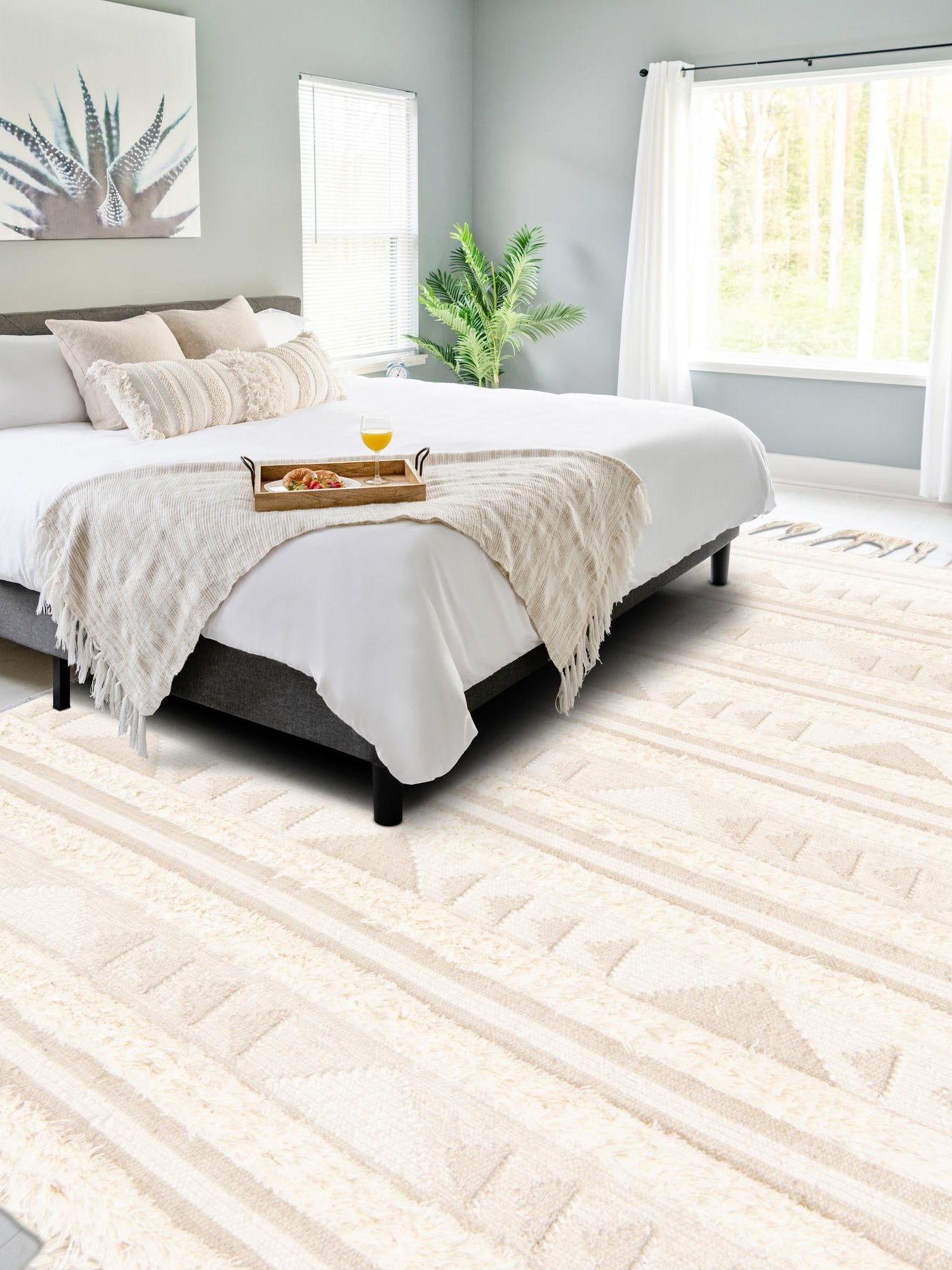 Ivory 8' x 10' Mesa Rectangle Area Rug 100% Wool Geometric All Natural Carpet for Living, Dining, Office, Bedrooms, Dorms, Kitchens for Sale at Rug Engine