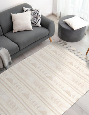 Ivory 8' x 11' Mesa Rectangle Area Rug 100% Wool Geometric All Natural Carpet for Living, Dining, Office, Bedrooms, Dorms, Kitchens for Sale at Rug Engine