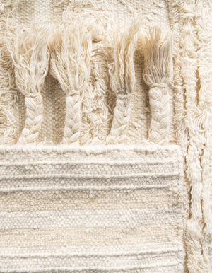 Ivory 4' 1 x 6' 1 Mesa Rectangle Area Rug 100% Wool Geometric All Natural Carpet for Living, Dining, Office, Bedrooms, Dorms, Kitchens for Sale at Rug Engine