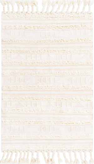 Ivory 4' 1 x 6' 1 Mesa Rectangle Area Rug 100% Wool Geometric All Natural Carpet for Living, Dining, Office, Bedrooms, Dorms, Kitchens for Sale at Rug Engine