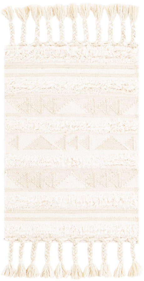 Ivory 2' x 3' 1 Mesa Rectangle Area Rug 100% Wool Geometric All Natural Carpet for Living, Dining, Office, Bedrooms, Dorms, Kitchens for Sale at Rug Engine