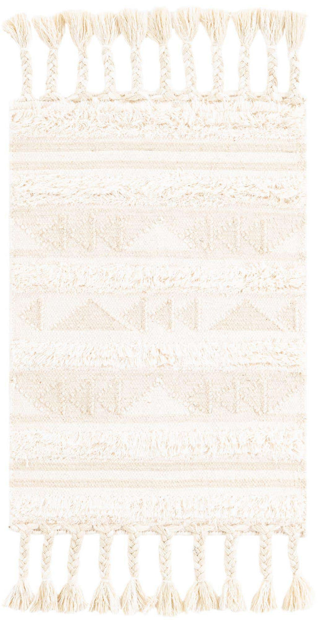 Ivory 2' x 3' 1 Mesa Rectangle Area Rug 100% Wool Geometric All Natural Carpet for Living, Dining, Office, Bedrooms, Dorms, Kitchens for Sale at Rug Engine