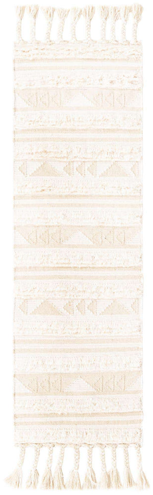 Ivory 2' 2 x 6' 1 Mesa Runner Area Rug 100% Wool Geometric All Natural Carpet for Living, Dining, Office, Bedrooms, Dorms, Kitchens for Sale at Rug Engine