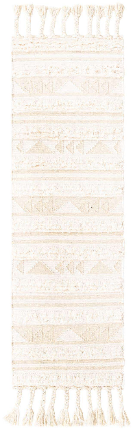 Ivory 2' 2 x 6' 1 Mesa Runner Area Rug 100% Wool Geometric All Natural Carpet for Living, Dining, Office, Bedrooms, Dorms, Kitchens for Sale at Rug Engine