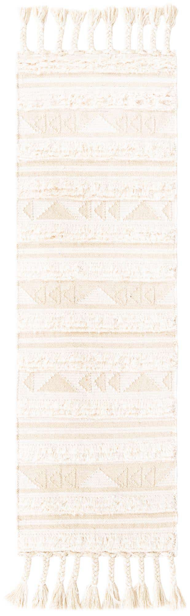 Ivory 2' 2 x 6' 1 Mesa Runner Area Rug 100% Wool Geometric All Natural Carpet for Living, Dining, Office, Bedrooms, Dorms, Kitchens for Sale at Rug Engine