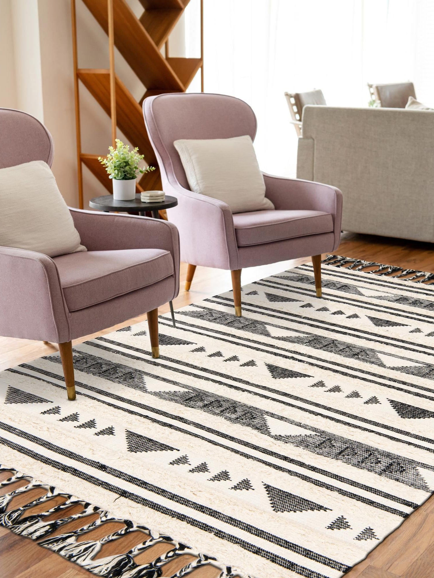 Charcoal 5' 1 x 8' Mesa Rectangle Area Rug 100% Wool Geometric All Natural Carpet for Living, Dining, Office, Bedrooms, Dorms, Kitchens for Sale at Rug Engine