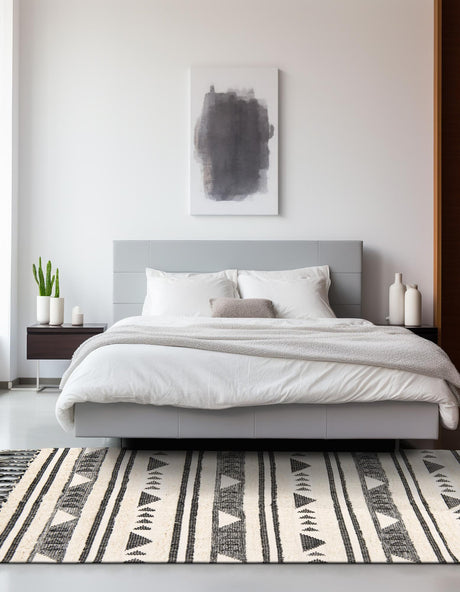 Charcoal 6' 1 x 9' Mesa Rectangle Area Rug 100% Wool Geometric All Natural Carpet for Living, Dining, Office, Bedrooms, Dorms, Kitchens for Sale at Rug Engine