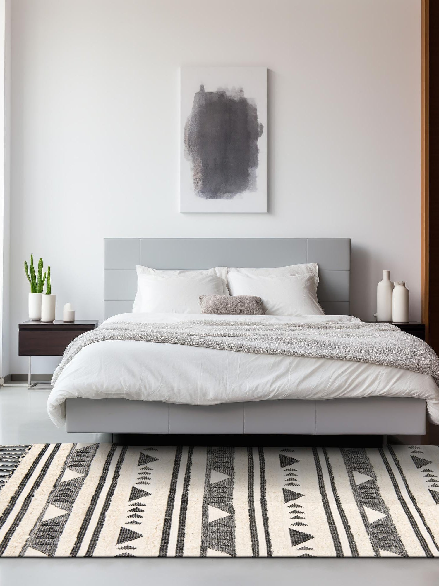Charcoal 8' x 11' Mesa Rectangle Area Rug 100% Wool Geometric All Natural Carpet for Living, Dining, Office, Bedrooms, Dorms, Kitchens for Sale at Rug Engine