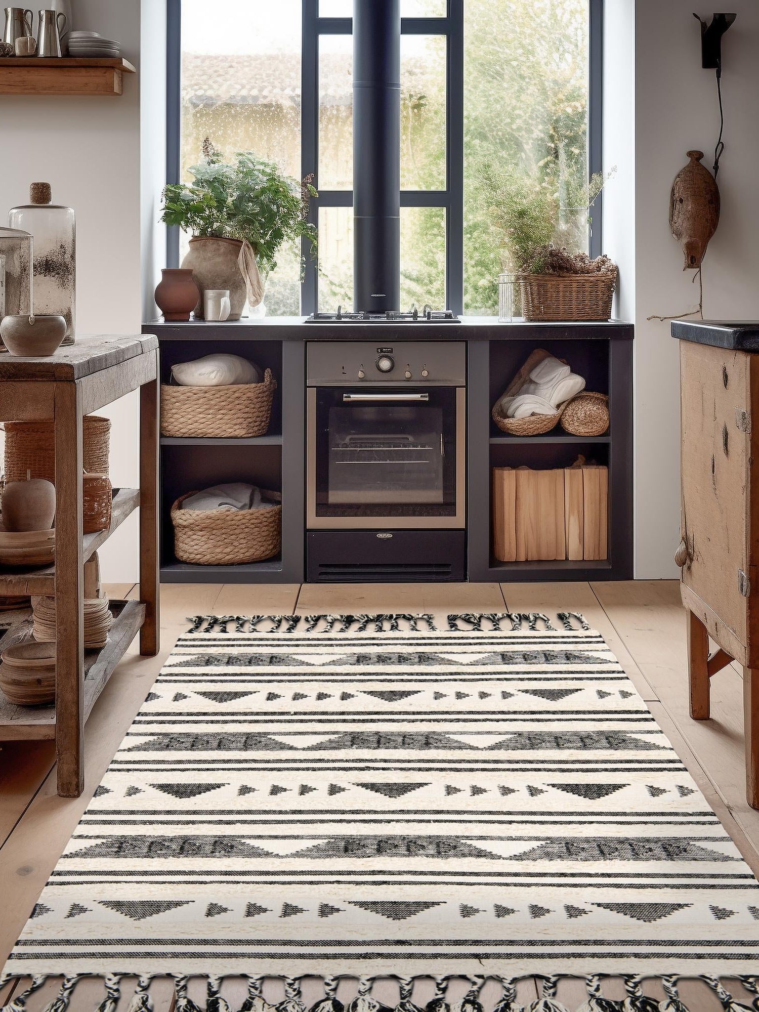 Charcoal 5' 1 x 8' Mesa Rectangle Area Rug 100% Wool Geometric All Natural Carpet for Living, Dining, Office, Bedrooms, Dorms, Kitchens for Sale at Rug Engine
