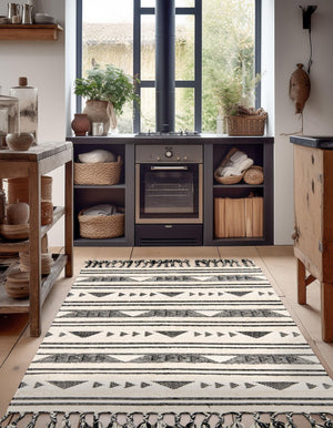 Charcoal 5' 1 x 8' Mesa Rectangle Area Rug 100% Wool Geometric All Natural Carpet for Living, Dining, Office, Bedrooms, Dorms, Kitchens for Sale at Rug Engine