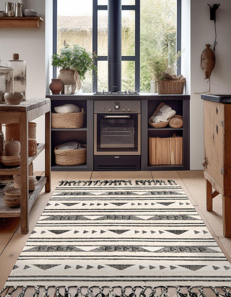 Charcoal 5' 1 x 8' Mesa Rectangle Area Rug 100% Wool Geometric All Natural Carpet for Living, Dining, Office, Bedrooms, Dorms, Kitchens for Sale at Rug Engine