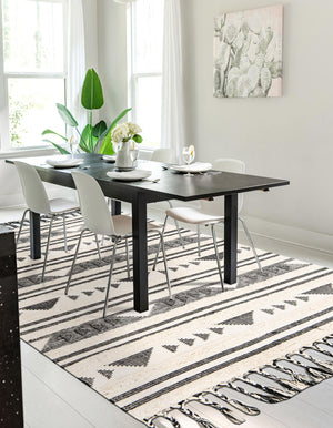 Charcoal 9' x 12' Mesa Rectangle Area Rug 100% Wool Geometric All Natural Carpet for Living, Dining, Office, Bedrooms, Dorms, Kitchens for Sale at Rug Engine