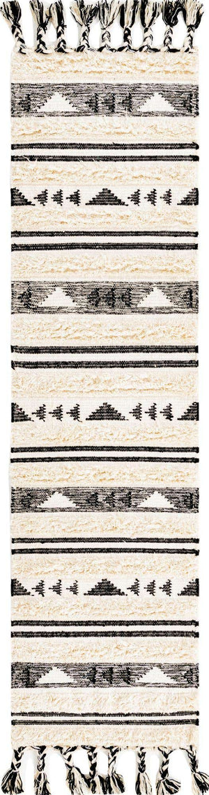 Charcoal 2' 2 x 8' 2 Mesa Runner Area Rug 100% Wool Geometric All Natural Carpet for Living, Dining, Office, Bedrooms, Dorms, Kitchens for Sale at Rug Engine