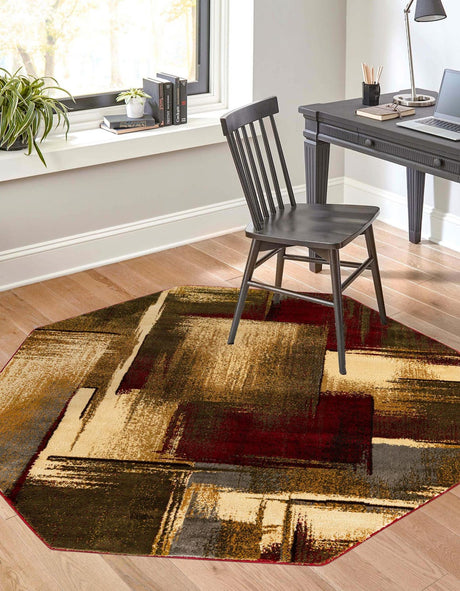 Multicolor 7' 10 x 7' 10 Barista Octagon Area Rug 100% Polypropylene Abstract Modern Geometric Carpet for Living Room Dining Office Dorm Room Decor for Sale at Rug Engine