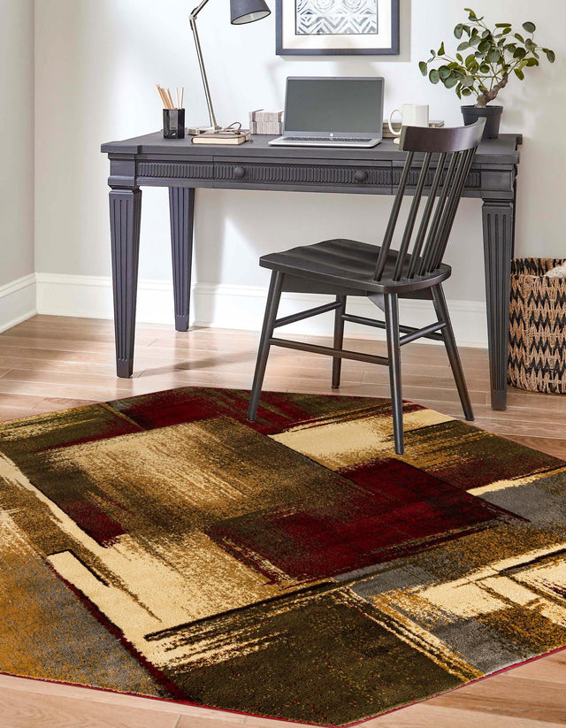 Multicolor 7' 10 x 7' 10 Barista Octagon Area Rug 100% Polypropylene Abstract Modern Geometric Carpet for Living Room Dining Office Dorm Room Decor for Sale at Rug Engine