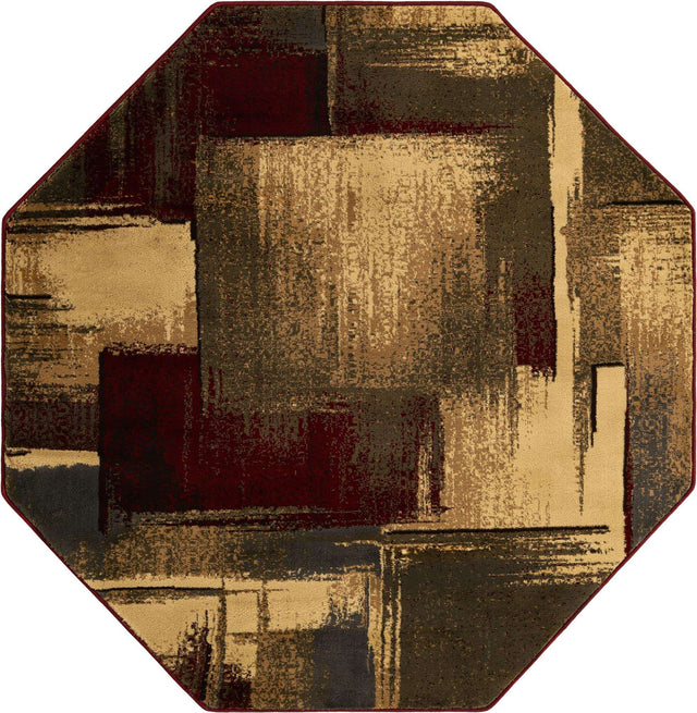 Multicolor 6' 1 x 6' 1 Barista Octagon Area Rug 100% Polypropylene Abstract Modern Geometric Carpet for Living Room Dining Office Dorm Room Decor for Sale at Rug Engine