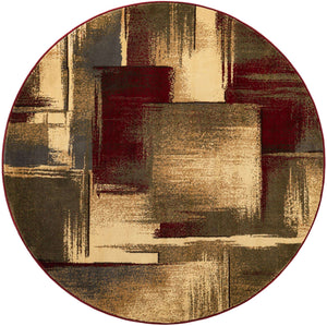 Multicolor 6' 1 x 6' 1 Barista Round Area Rug 100% Polypropylene Abstract Modern Geometric Carpet for Living Room Dining Office Dorm Room Decor for Sale at Rug Engine
