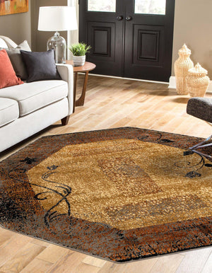 Beige 7' 10 x 7' 10 Barista Octagon Area Rug 100% Polypropylene Abstract Modern Geometric Carpet for Living Room Dining Office Dorm Room Decor for Sale at Rug Engine