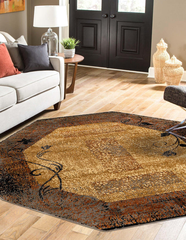 Beige 7' 10 x 7' 10 Barista Octagon Area Rug 100% Polypropylene Abstract Modern Geometric Carpet for Living Room Dining Office Dorm Room Decor for Sale at Rug Engine