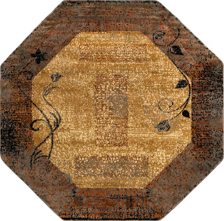 Beige 6' 1 x 6' 1 Barista Octagon Area Rug 100% Polypropylene Abstract Modern Geometric Carpet for Living Room Dining Office Dorm Room Decor for Sale at Rug Engine