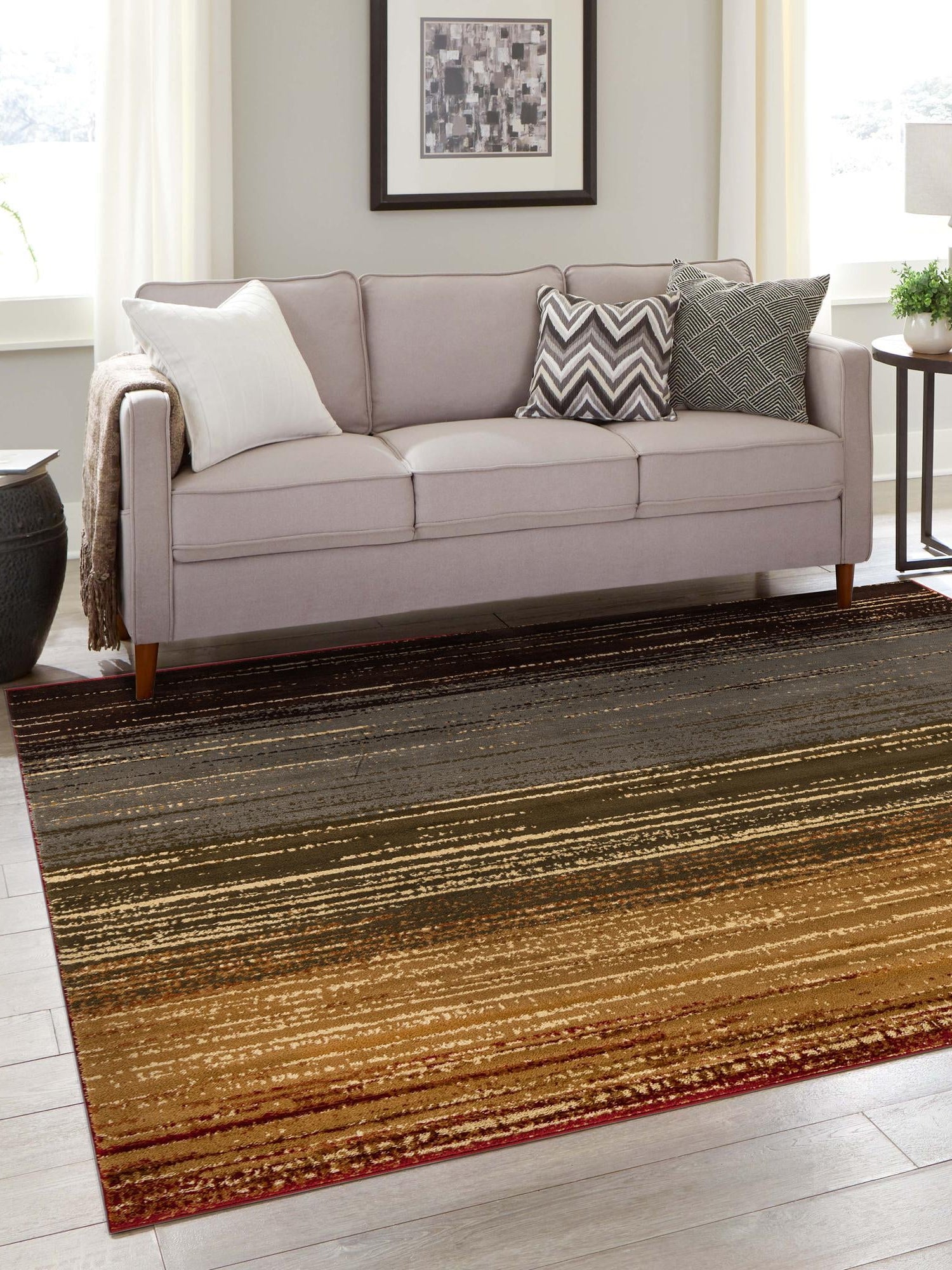 Beige 7' 1 x 7' 1 Barista Square Area Rug 100% Polypropylene Abstract Modern Geometric Carpet for Living Room Dining Office Dorm Room Decor for Sale at Rug Engine