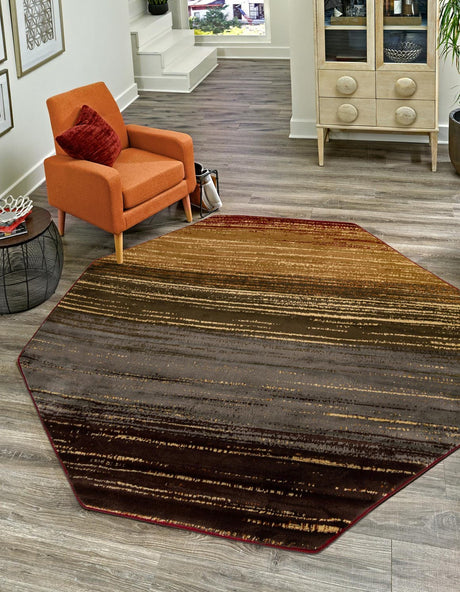 Beige 6' 1 x 6' 1 Barista Octagon Area Rug 100% Polypropylene Abstract Modern Geometric Carpet for Living Room Dining Office Dorm Room Decor for Sale at Rug Engine