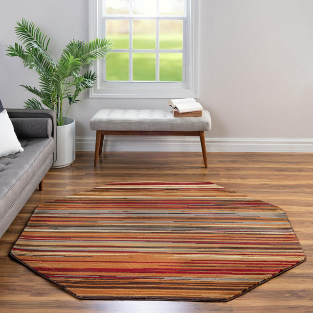Beige 7' 1 x 7' 1 Barista Octagon Area Rug 100% Polypropylene Abstract Modern Geometric Carpet for Living Room Dining Office Dorm Room Decor for Sale at Rug Engine
