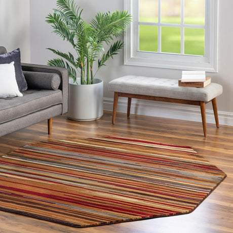 Beige 7' 1 x 7' 1 Barista Octagon Area Rug 100% Polypropylene Abstract Modern Geometric Carpet for Living Room Dining Office Dorm Room Decor for Sale at Rug Engine