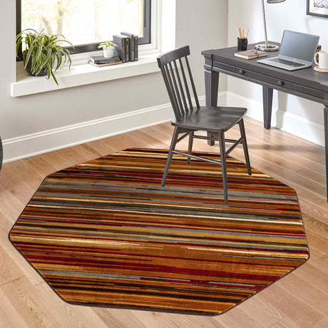 Beige 7' 1 x 7' 1 Barista Octagon Area Rug 100% Polypropylene Abstract Modern Geometric Carpet for Living Room Dining Office Dorm Room Decor for Sale at Rug Engine