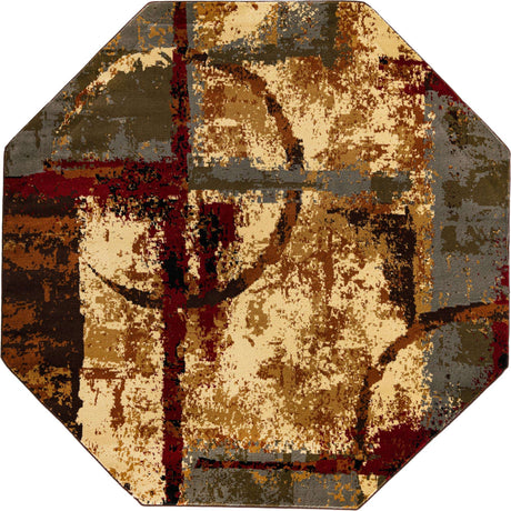 Multicolor 7' 1 x 7' 1 Barista Octagon Area Rug 100% Polypropylene Abstract Modern Geometric Carpet for Living Room Dining Office Dorm Room Decor for Sale at Rug Engine
