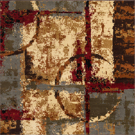 Multicolor 6' 1 x 6' 1 Barista Square Area Rug 100% Polypropylene Abstract Modern Geometric Carpet for Living Room Dining Office Dorm Room Decor for Sale at Rug Engine