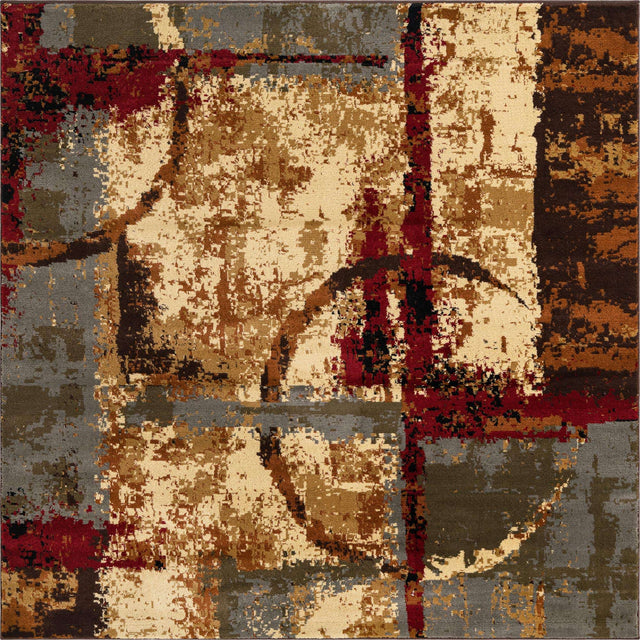 Multicolor 6' 1 x 6' 1 Barista Square Area Rug 100% Polypropylene Abstract Modern Geometric Carpet for Living Room Dining Office Dorm Room Decor for Sale at Rug Engine