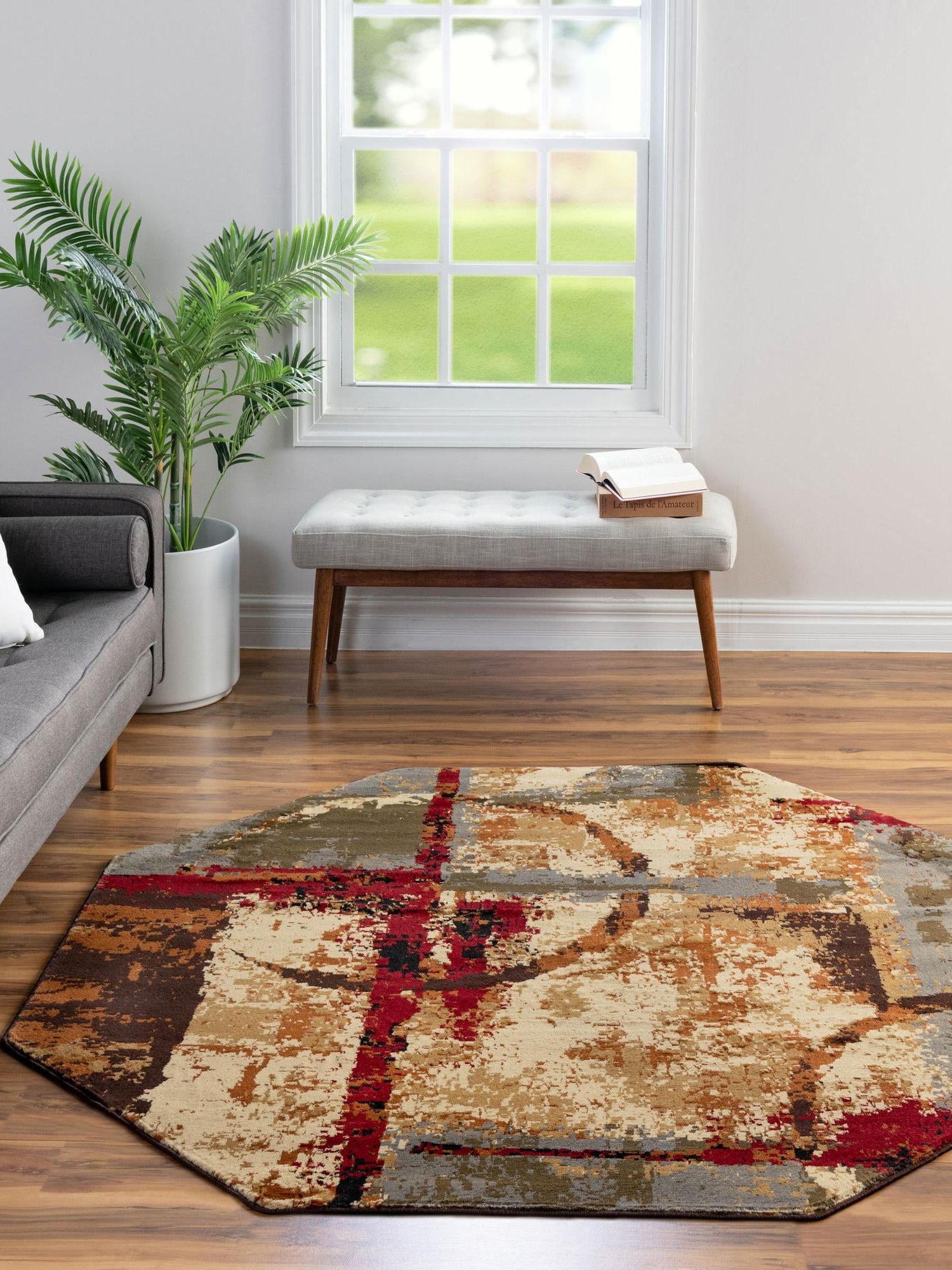 Multicolor 7' 1 x 7' 1 Barista Octagon Area Rug 100% Polypropylene Abstract Modern Geometric Carpet for Living Room Dining Office Dorm Room Decor for Sale at Rug Engine