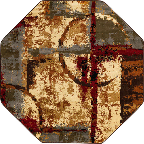 Multicolor 6' 1 x 6' 1 Barista Octagon Area Rug 100% Polypropylene Abstract Modern Geometric Carpet for Living Room Dining Office Dorm Room Decor for Sale at Rug Engine