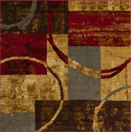 Multicolor 7' 1 x 7' 1 Barista Square Area Rug 100% Polypropylene Abstract Modern Geometric Carpet for Living Room Dining Office Dorm Room Decor for Sale at Rug Engine