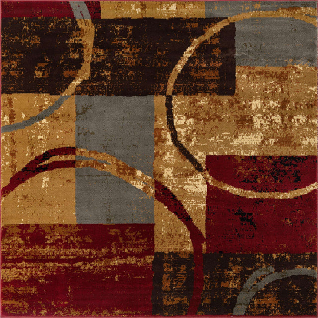Multicolor 6' 1 x 6' 1 Barista Square Area Rug 100% Polypropylene Abstract Modern Geometric Carpet for Living Room Dining Office Dorm Room Decor for Sale at Rug Engine