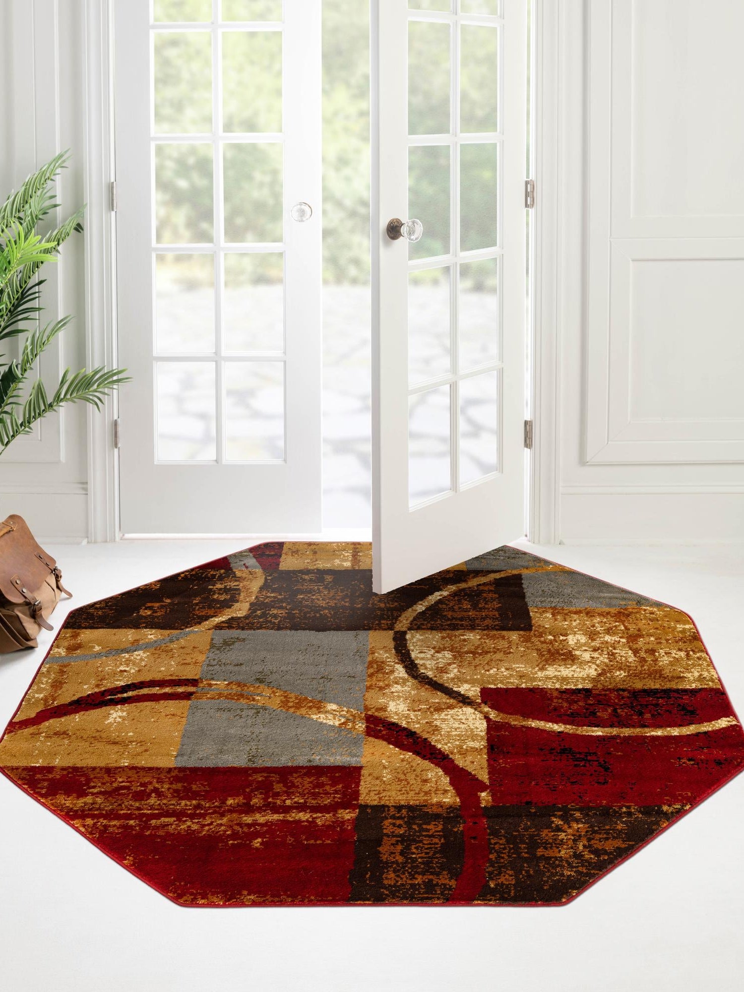 Multicolor 7' 10 x 7' 10 Barista Octagon Area Rug 100% Polypropylene Abstract Modern Geometric Carpet for Living Room Dining Office Dorm Room Decor for Sale at Rug Engine
