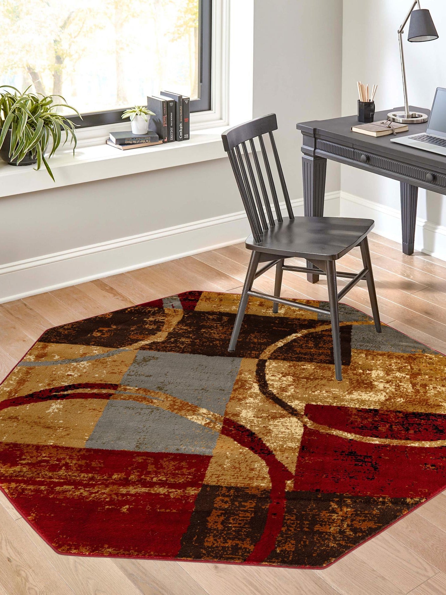 Multicolor 7' 1 x 7' 1 Barista Octagon Area Rug 100% Polypropylene Abstract Modern Geometric Carpet for Living Room Dining Office Dorm Room Decor for Sale at Rug Engine
