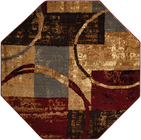 Multicolor 6' 1 x 6' 1 Barista Octagon Area Rug 100% Polypropylene Abstract Modern Geometric Carpet for Living Room Dining Office Dorm Room Decor for Sale at Rug Engine