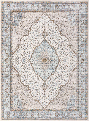 Blue 10' x 14' Nyla Rectangle Area Rug 100% Polypropylene Traditional Classic Carpet for Living Room, Kitchen, Bedroom, Dining, Office for Sale at Rug Engine