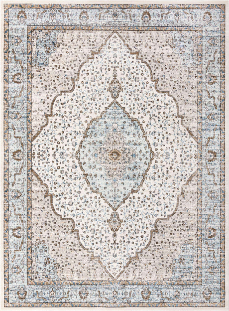 Blue 10' x 14' Nyla Rectangle Area Rug 100% Polypropylene Traditional Classic Carpet for Living Room, Kitchen, Bedroom, Dining, Office for Sale at Rug Engine