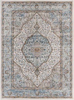 Blue 6' x 9' Nyla Rectangle Area Rug 100% Polypropylene Traditional Classic Carpet for Living Room, Kitchen, Bedroom, Dining, Office for Sale at Rug Engine