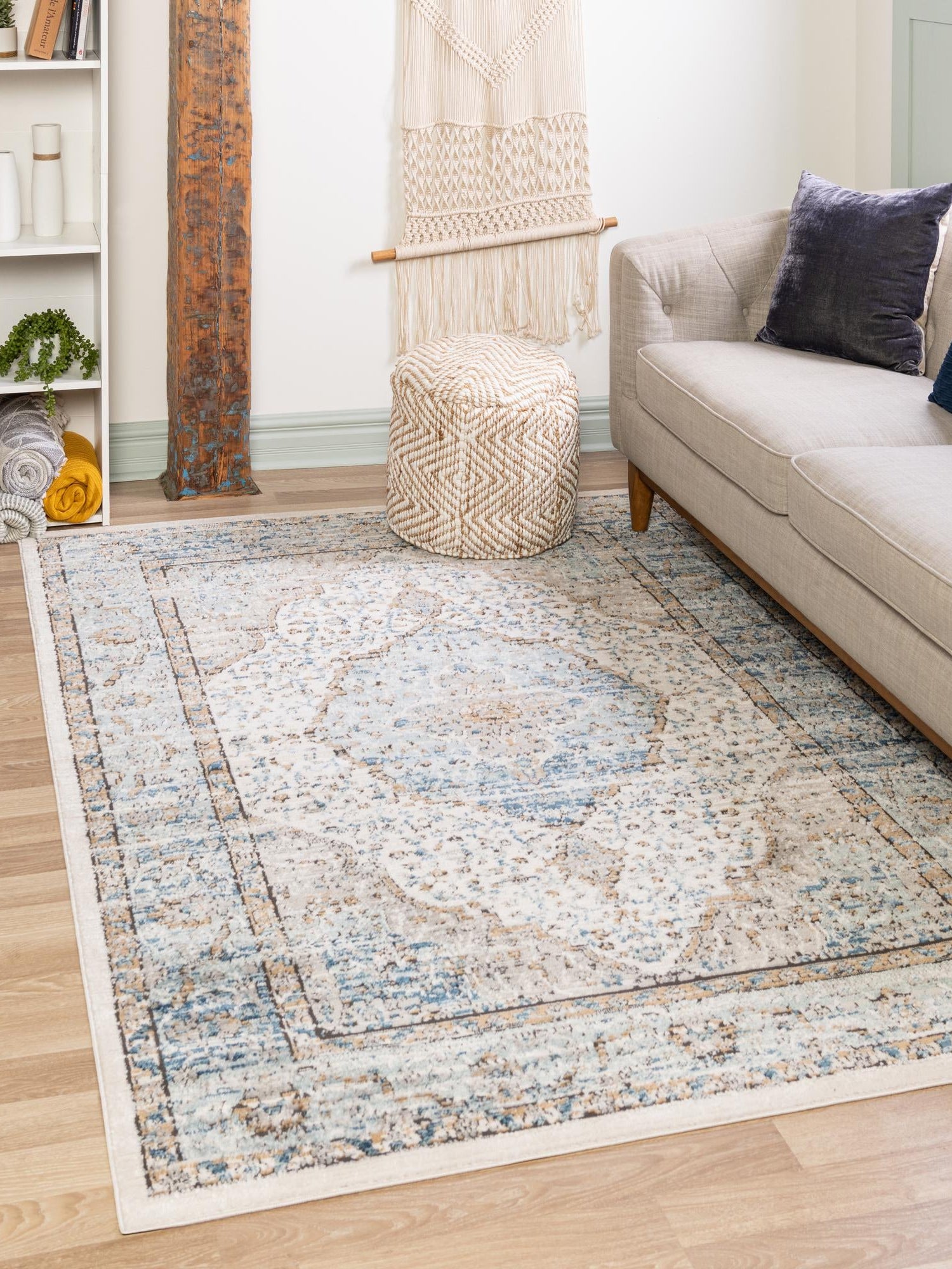 Blue 1' 4 x 1' 4 Nyla Sample Area Rug 100% Polypropylene Traditional Classic Carpet for Living Room, Kitchen, Bedroom, Dining, Office for Sale at Rug Engine