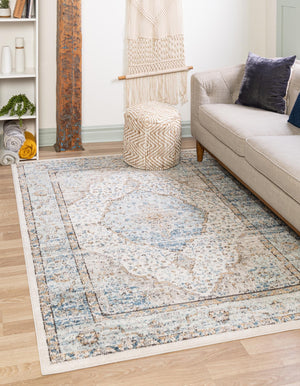 Blue 1' 4 x 1' 4 Nyla Sample Area Rug 100% Polypropylene Traditional Classic Carpet for Living Room, Kitchen, Bedroom, Dining, Office for Sale at Rug Engine